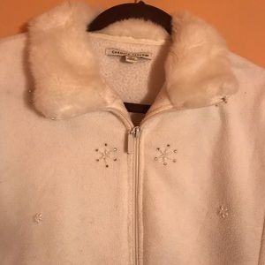 Snowflake beaded fleece zip jacket